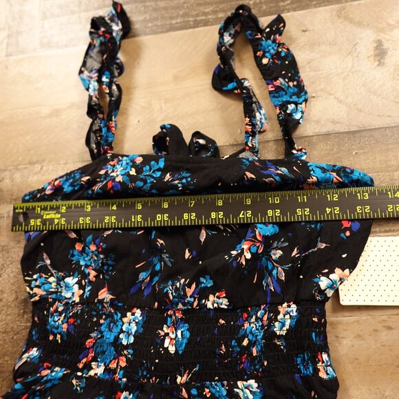 Bebop Women’s Floral Print Romper XS Black Blue Pink Rayon - Picture 4 of 12